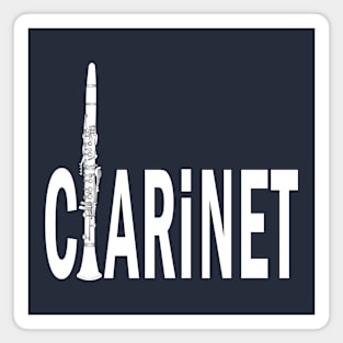 Clarinet White Text Magnet